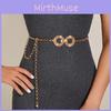 Double Square Circular Metal Chain Belt With Skirt And Dress Waist Decorative