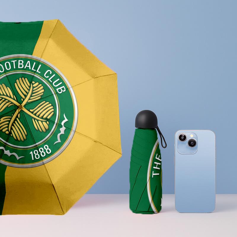 Celtic FC Mini 5 Fold Pocket Umbrella Compact Lightweight Anti UV Rain Sun Protection Umbrella Portable Travel Umbrella
