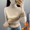 Women's High-Neck Sweater - Velvet-Lined, Thick, Soft, Autumn-Winter Knitwear Base Layer Top