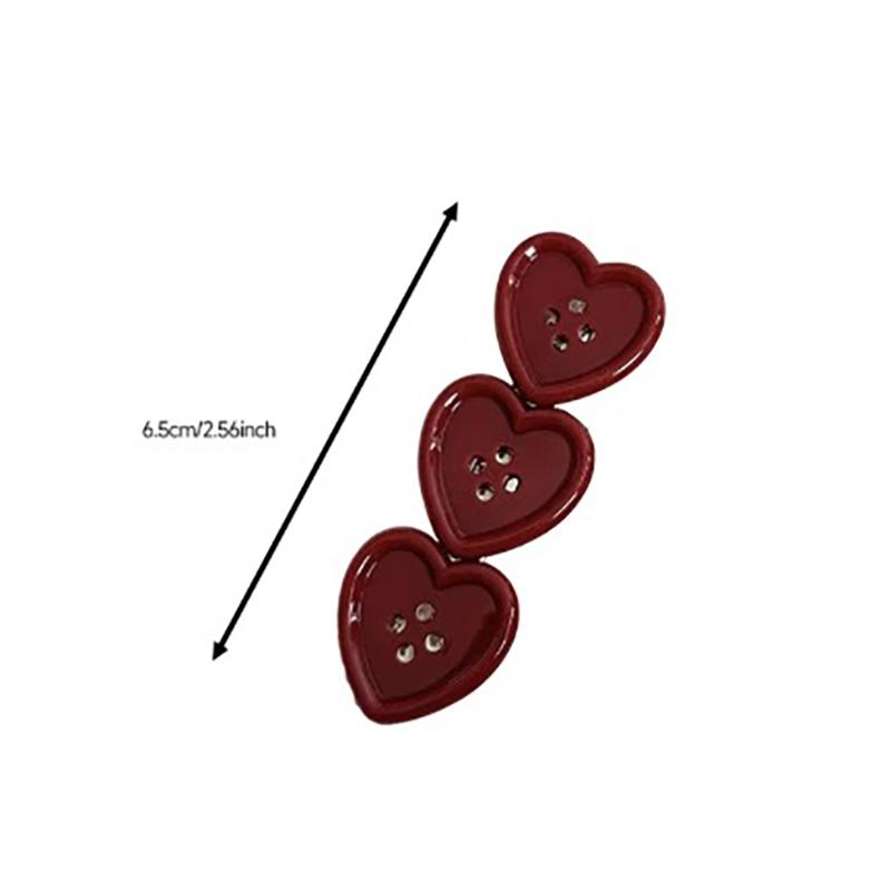 Süße Karomuster Liebe Knopf Haarspange Seitenpony Girly Niedlich Entenschnabel-Clip Haaraccessoires