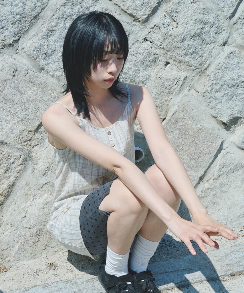 Mihebeu [Blue Closet X Miheb] Check Layered Sleeveless Dress Butter Yellow