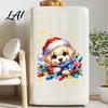 Cute Puppy Christmas Stickers Wall Stickers PVC Waterproof Decals Peel And Stick Animal Creative Holiday Gift Art Decor for Home Living Room Bedroom