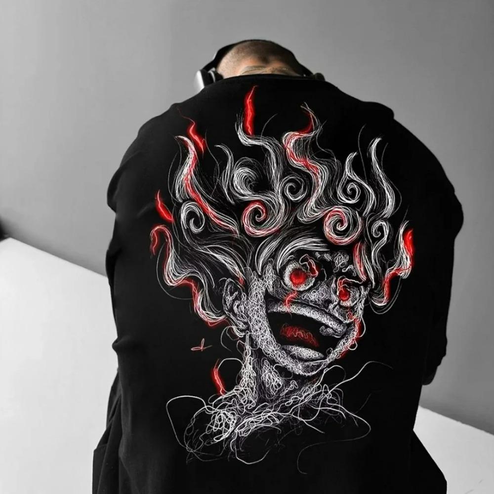 Summer Fashion Men's Gothic Letter Cross Print Round Neck T-shirt Outdoor Street Style Tees Top