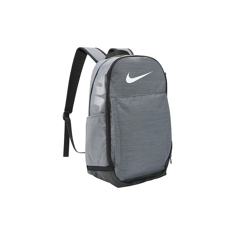 Nike Brasilia Logo Print Training Large Capacity Student Fabric Backpack Unisex Backpacks Gray CK0941-064 Gray