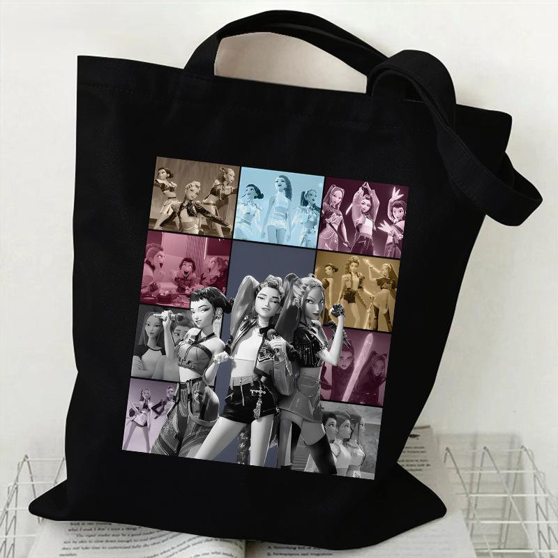 Kpop Witch Hunters Printed Canvas Bag Large Capacity Women's Daily Shopping Bag KTB