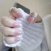 2026 New Year Hand-Painted Snowflake Nude Cat Eye Brightening Manicure Nails