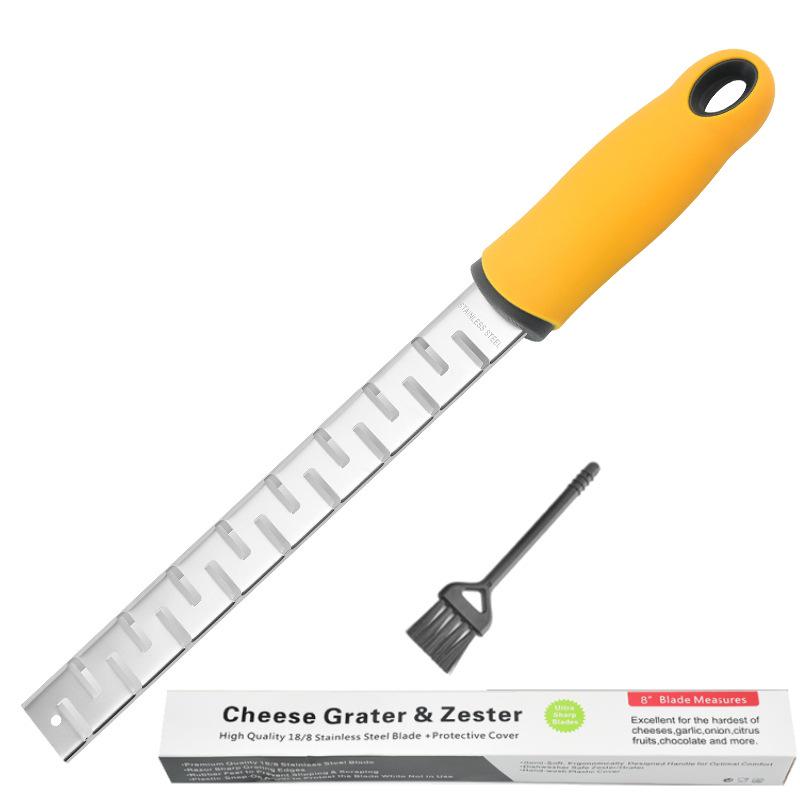 Versatile 304 Stainless Steel Grater with Rubber Handle - Cheese, Potato, Lemon Zester