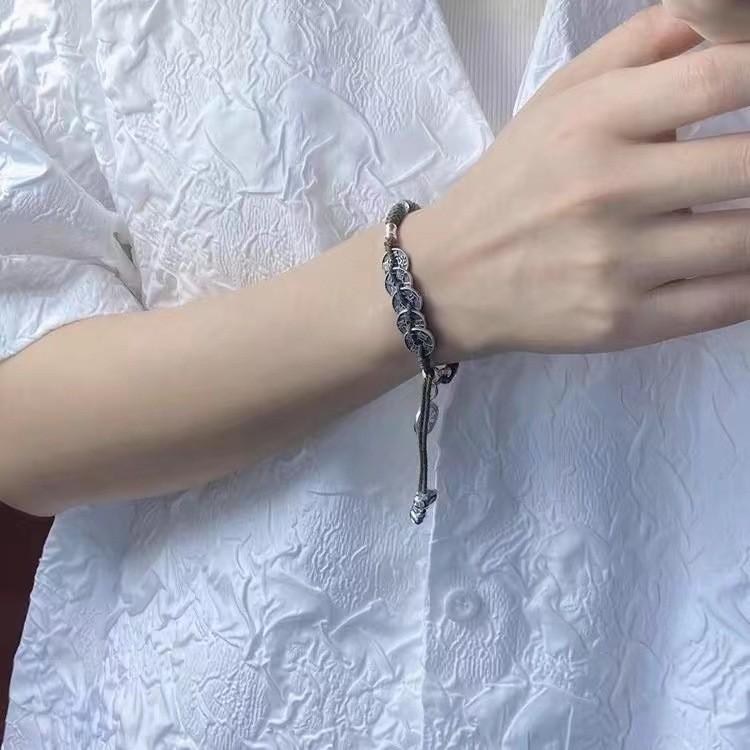 Ethnic Five Boho Emperors Coin Handwoven Alloy Geometric Shape Bracelet