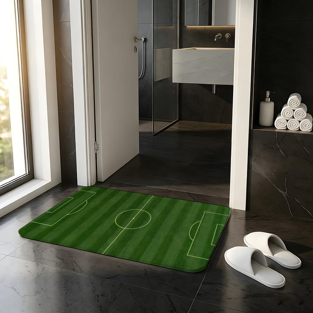 Mode F-Fußballfeld Bodenmatte Saugfähige Fußmatte Rutschfeste Eingangsmatte für Badezimmer Toiletten und WCs