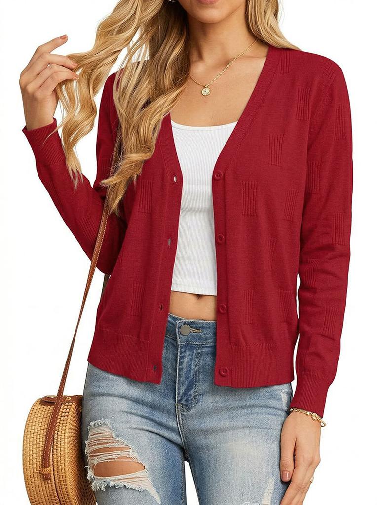 European and American foreign trade slim-fitting long-sleeved V-neck knitted sweater top sweater cardigan jacket women
