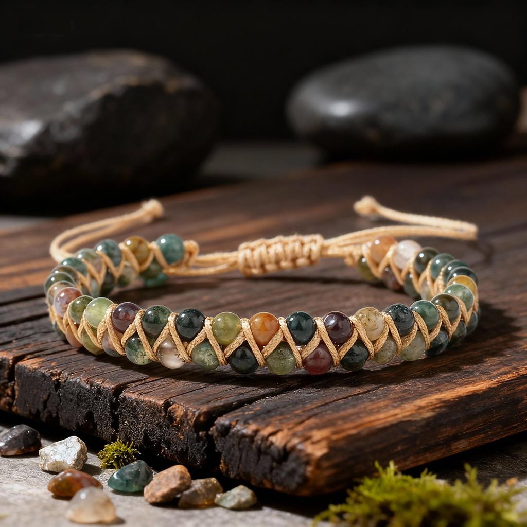 Fashion Bracelets & Bangles Bohemian Natural Agate Emperor Stone Double Layer Woven Bracelet Women's Charm Jewelry Gifts