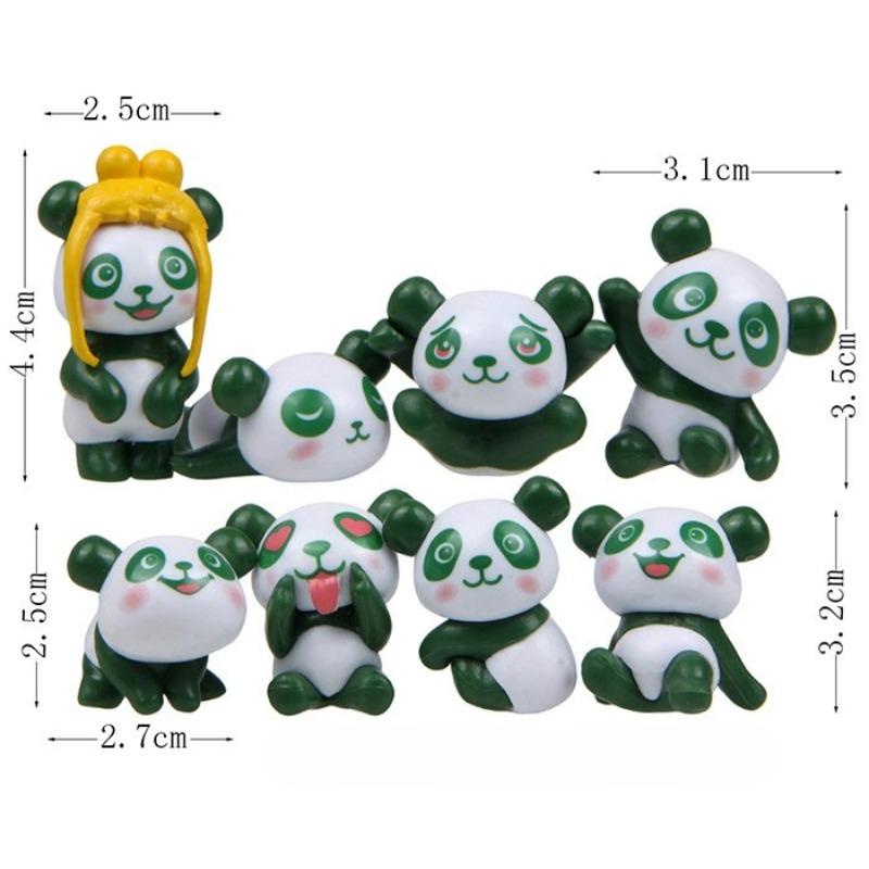 8 Three-dimensional Creative Small Cute Plastic Panda-shaped Figurines and Micro-landscape Decorative Figurines