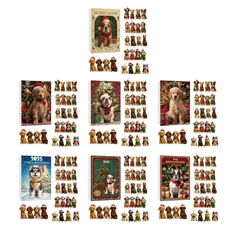 24 Pieces Acrylic Pet Themed Christmas Countdown Calendar Blind Boxes Set For Dog Owners Festive Home Office Decorations