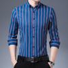 New Men's Long-sleeved Shirt Slim Shirt Stripe Base Casual Professional Men's Wear