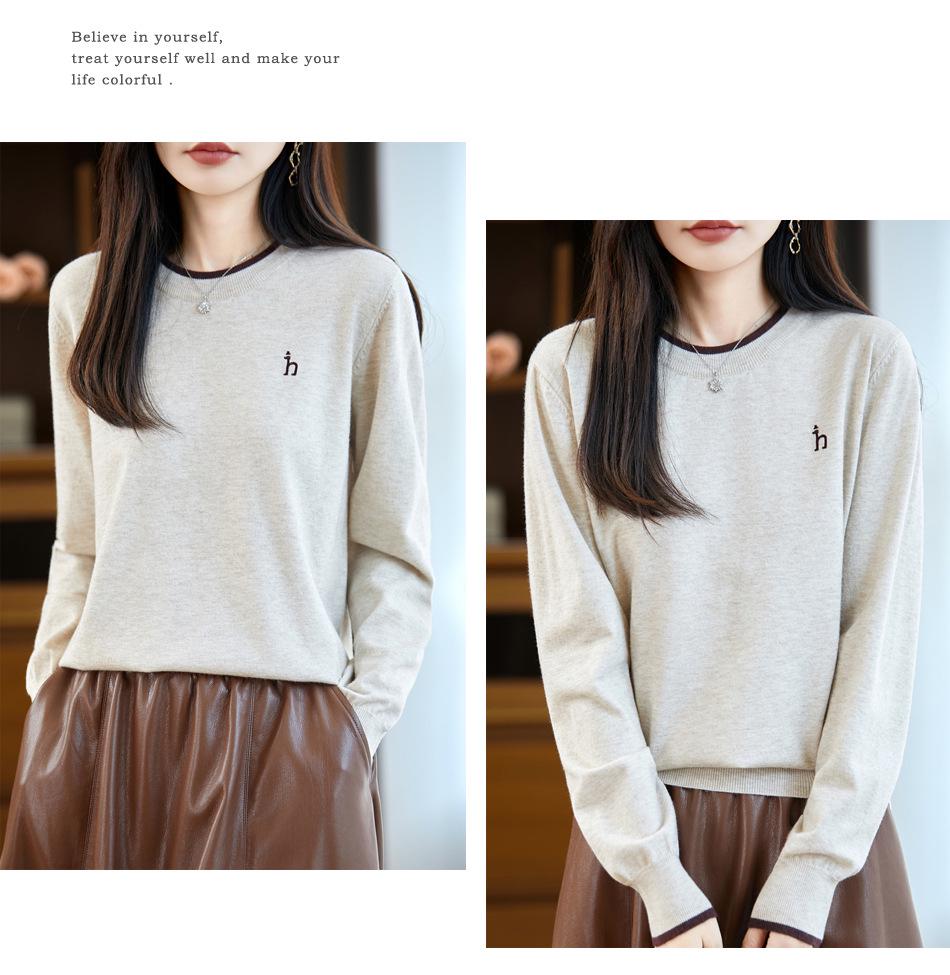 Korean Fake Two-Piece Round Neck Knitted Sweater for Women - 2025 Autumn