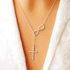 Collier Rétro Européen et Américain en Forme de Huit Croisé, Simple Chaîne de Clavicule Croix Huit Porte-Bonheur
