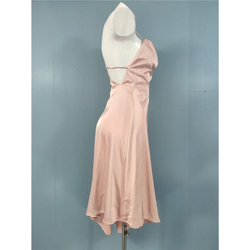 Export Cross-Border Lu Home 2024 Summer New Sexy Sexy Open Back Smooth Satin One-Shoulder Lady Style Dress