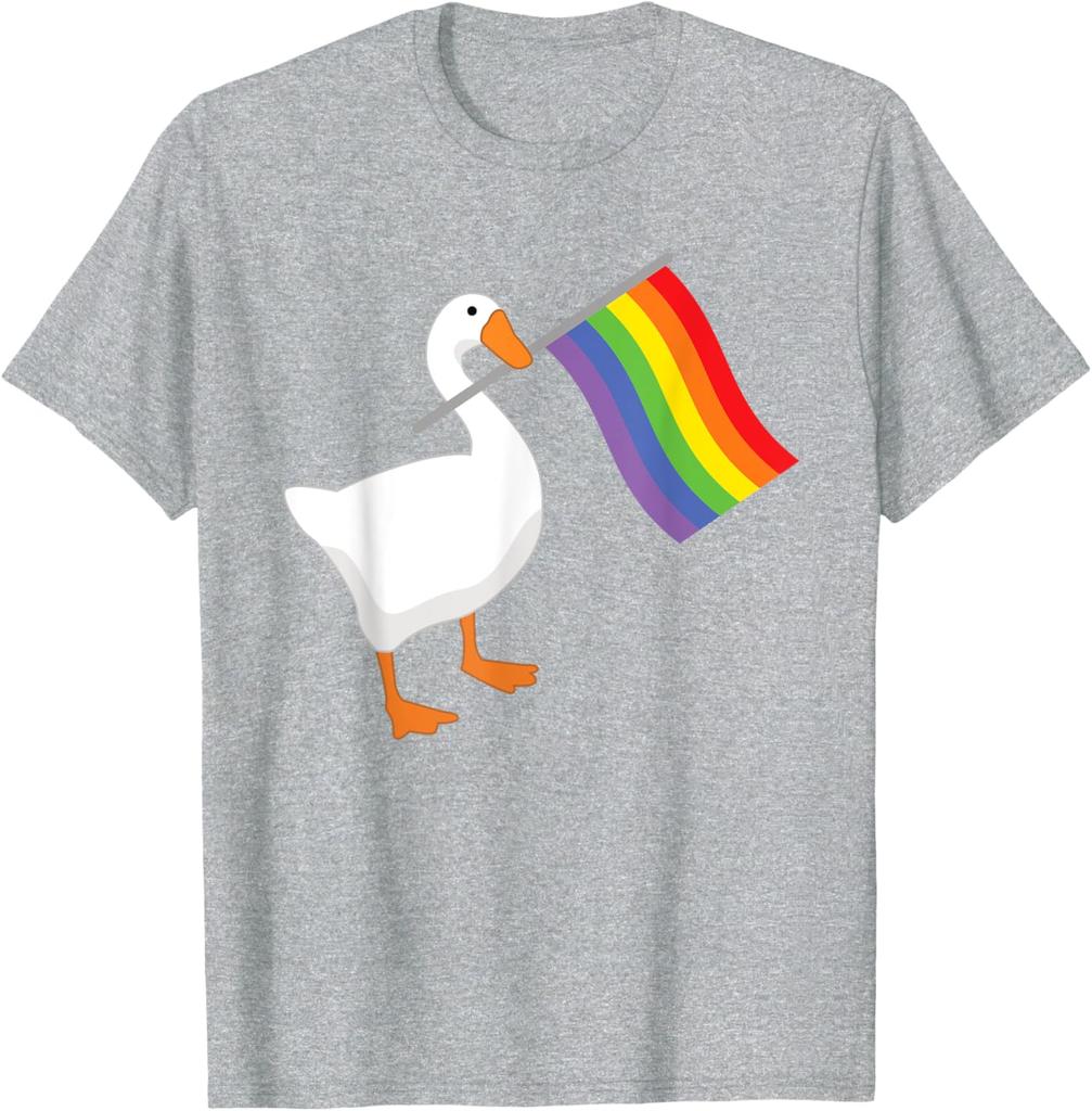 Goose Rainbow Pride Flag LGBT Gay Pride Parade Honk T-Shirt Cotton Oversized T Shirt Graphic T Shirts Streetwear