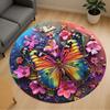 1pc Butterfly Flowers Round Chair Mat Area Rug - Non-Slip, Floor Mat for Office, Bedroom, and Indoor Decor -1002273