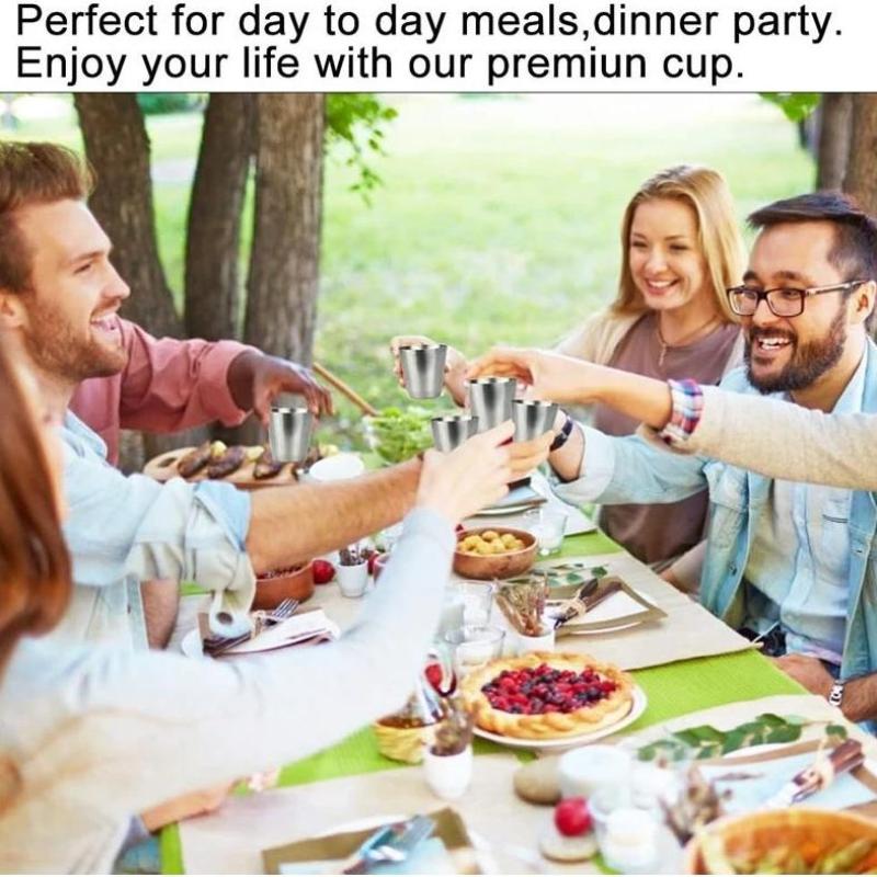 4Pcs/Set Stainless Steel Glass Set Outdoor Small Glasses Set Travel Picnic Cup Set 30/70/170Ml