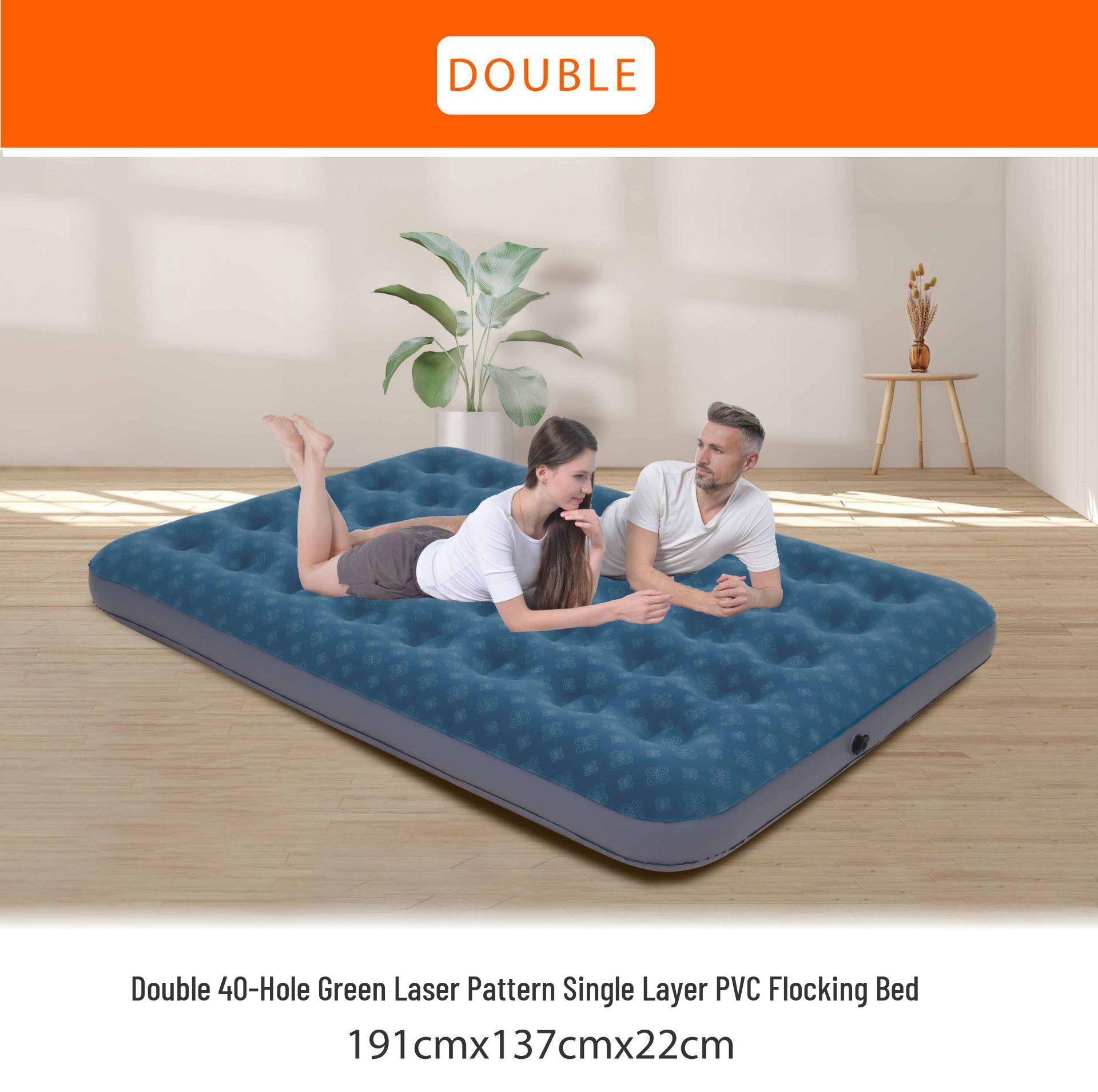 Jilong Portable PVC Flocked Inflatable Mattress - Folding Air Cushion Bed for Lunch Breaks and Home Use.