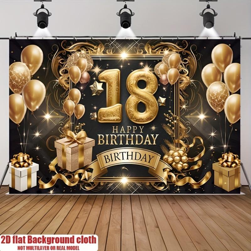 2D flat 2D flat banner, 1 piece, background decoration for 18th birthday party, polyester banner decoration