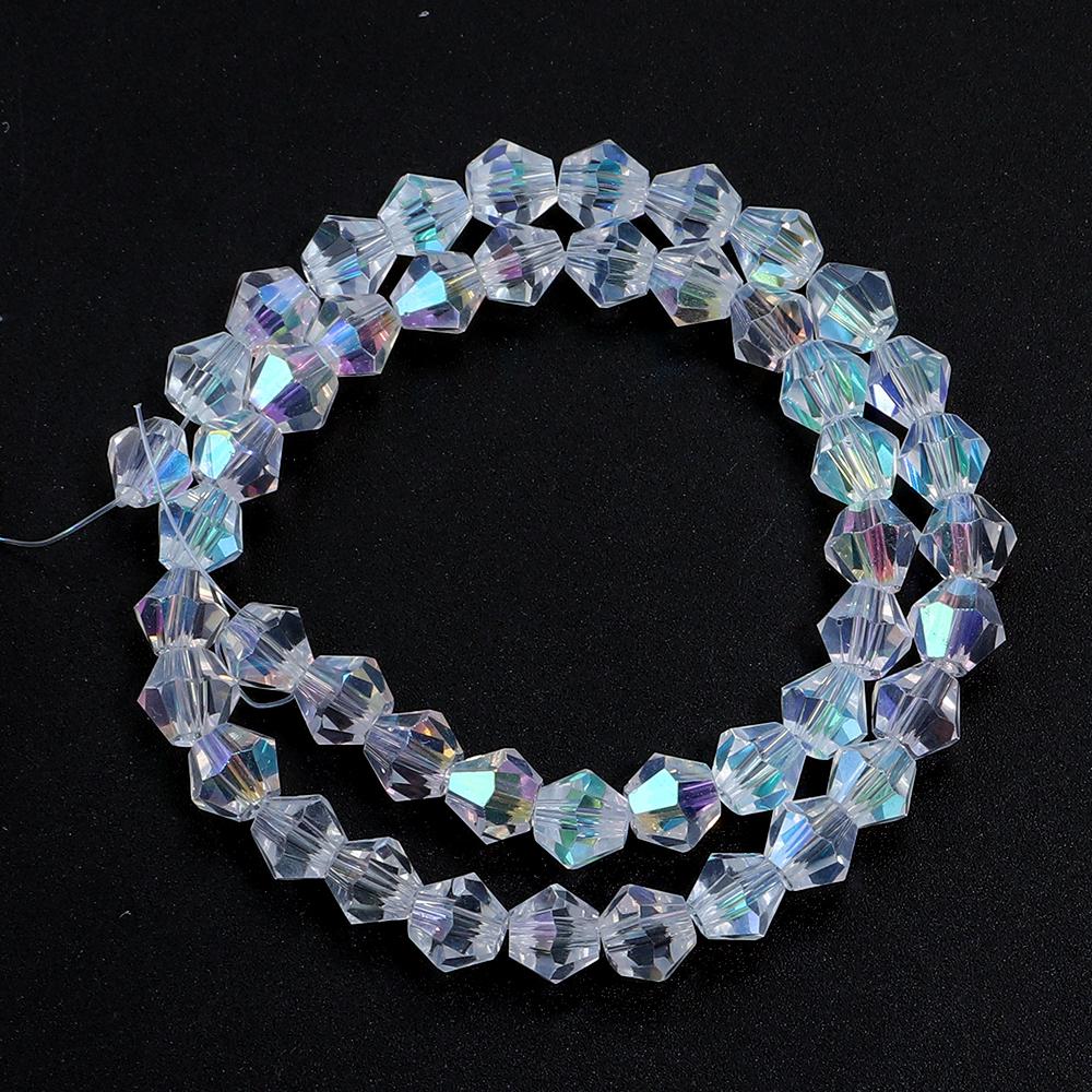 1String 3/4/6/8/10mm Transparent AB Color Crystal Beads Round Square Loose Spacer Glass Beads For DIY Bracelet Necklace Jewelry