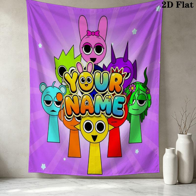 Alien Parade Custom Name Wall Tapestry Aesthetic Wall Hanging Printed Fabric Blanket Decorative Tapestries For Bedroom Room Home Decor