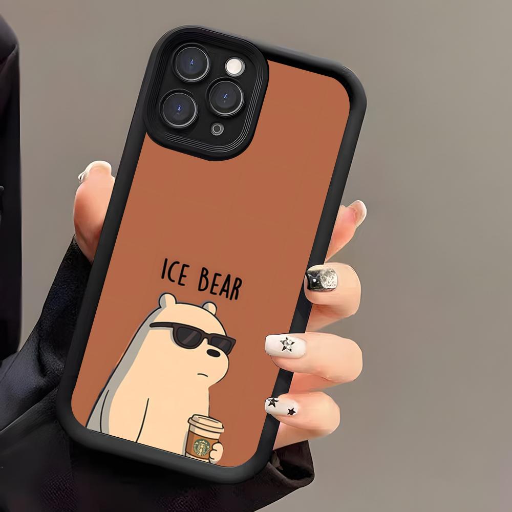 Ice Bear Phone Case For IPhone 17 Air 16 E 15 14 Plus 13 12 11 Pro Max Black Sky Eye Stepped Protective Case