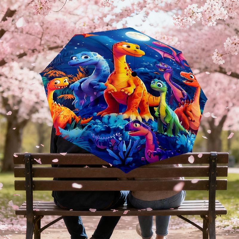 1PC Dinosaurs Night Umbrella-8-Rib Reinforced Portable Folding Travel Suitable for All Seasons Outdoor Daily Use  -J0395