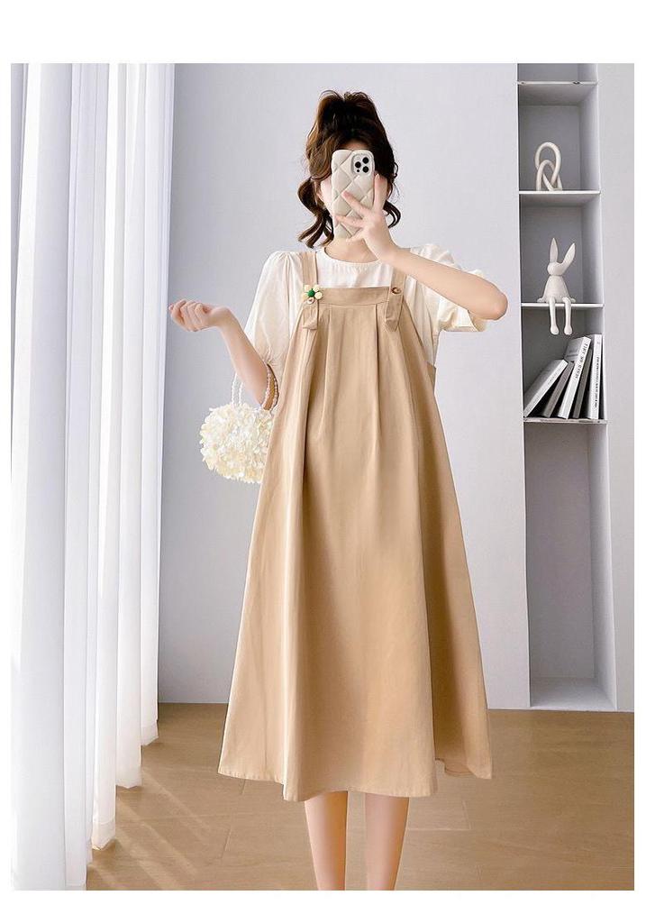 Stylish 2026 Summer Maternity Two-Piece Set: Camisole Top and Dress