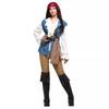 Halloween, Adult Women's Pirates of the Caribbean Costume, Blue Pirate Stage Costume