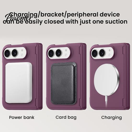 Anti Fingerprint Hard PC Case Magnetic Folding Phone for IPhoneDuo, Hands Free Viewing with 360 Degree Non Slip Matte Finish Rotating Ring Stand,