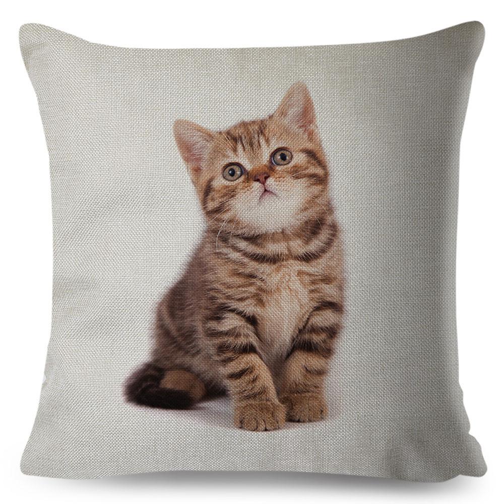 Cute Cat Pillowcase Decor Lovely Pet Animal Print Cojines Cushion Cover Polyester Pillow Case for Home Sofa Children Room 45x45