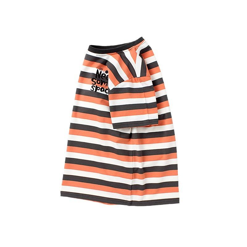 Summer Korean Version of Children's Clothing New Children's Striped Short Sleeve Big Children Cartoon Printed Half Sleeve Girls Short Sleeve T-shirt