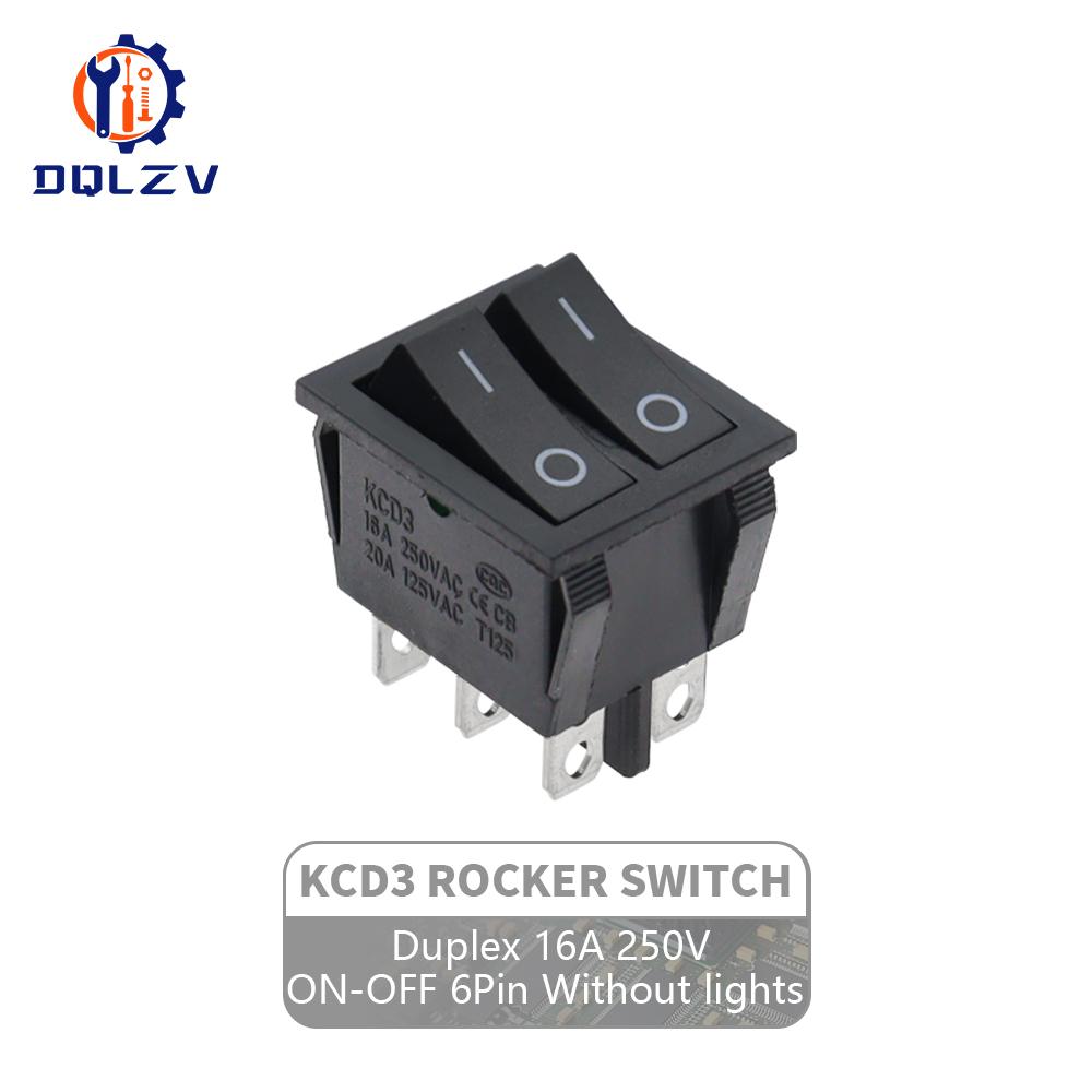 KCD8 6PIN 16A 250V 20A 125V Double Light Switch Rocker Switch Waterproof ON-OFF KCD6 Boat Power Switch