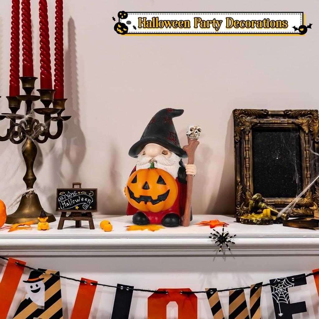 Halloween Gnome with Skeleton Staff Home Desktop Ornament