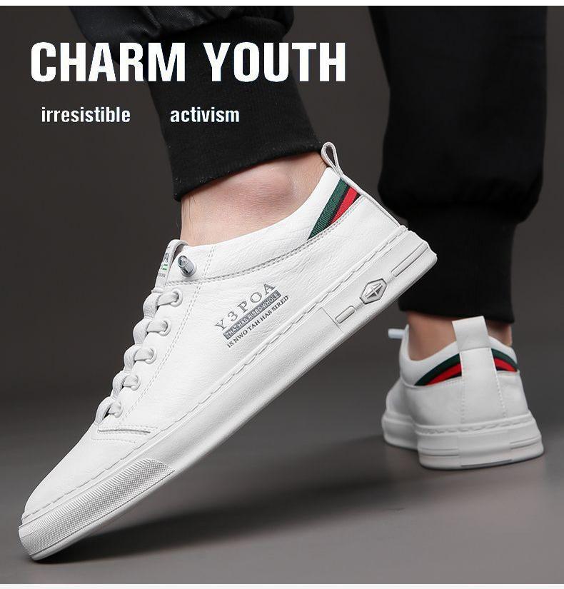 Neue Beliebte Herrenschuhe aus Weißem Leder: Handgefertigt, Weiche Sohle & Oberfläche, Trendige & Vielseitige Freizeitsneaker.