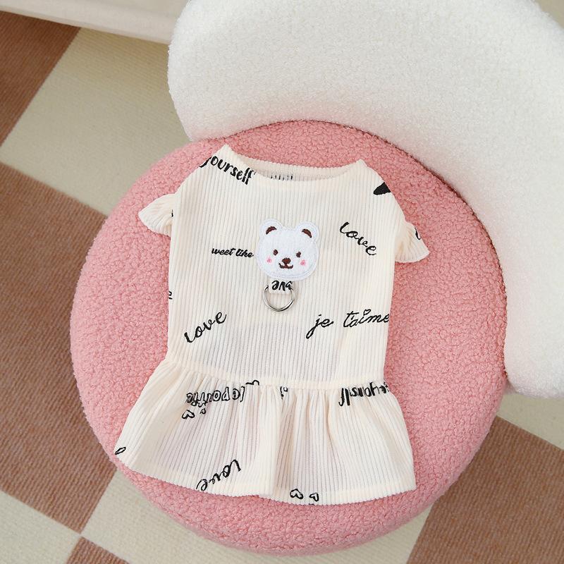 Pet Clothing Dog Dress Spring/Summer Bear Pattern Cute Teddy Small Dog Princess Dress Pet Clothing Chihuahua Skirt