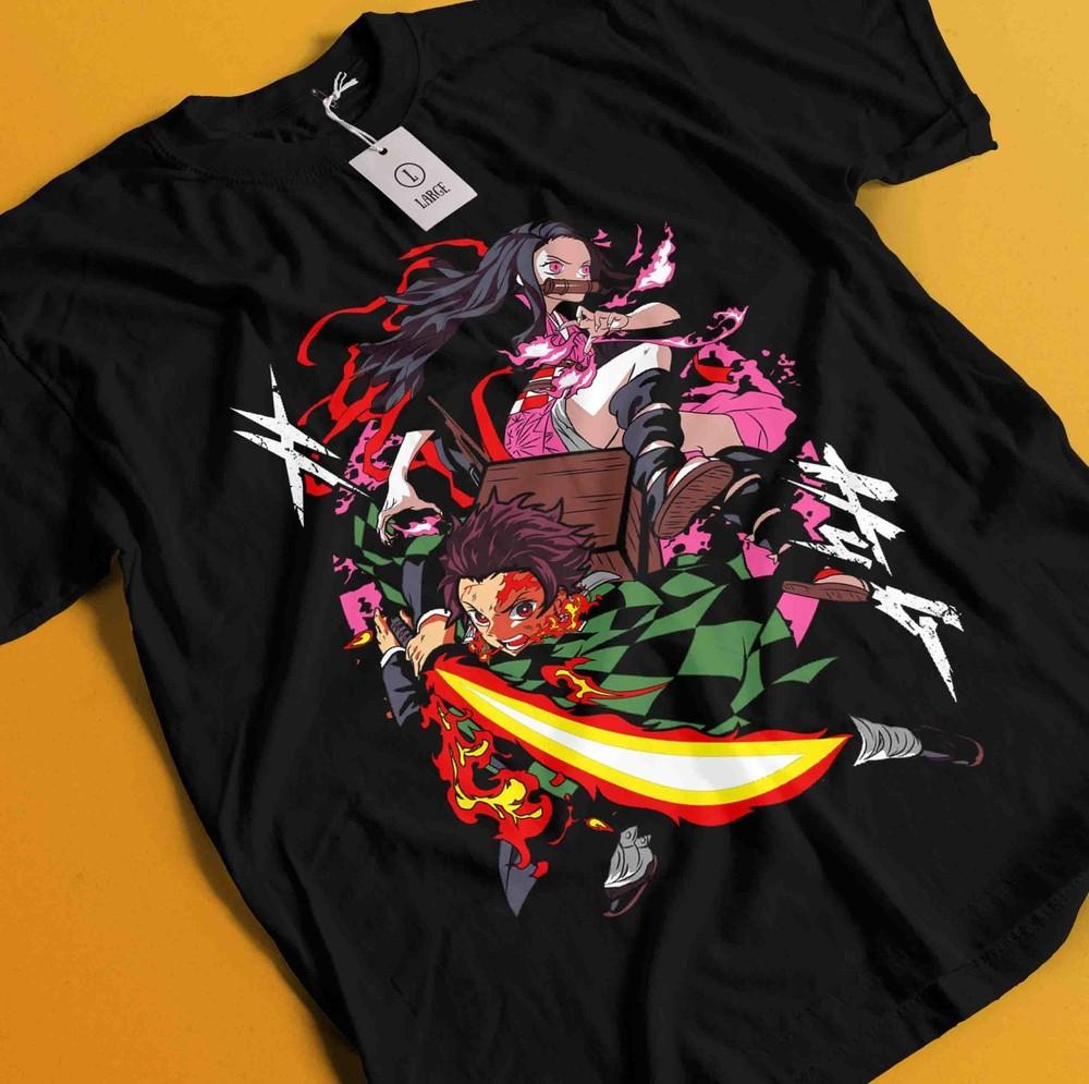 

Demon Slayer Shirt Tanjiro Tshirt Zenitsu T-Shirt Muzan Doma Tee Inosuke Nezuko XL