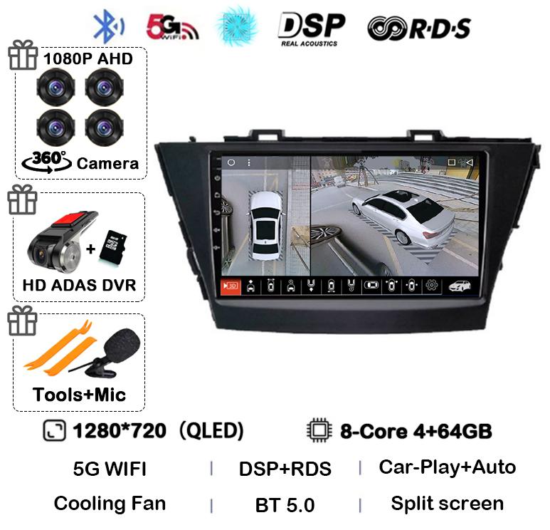 Android 14 Carplay For Toyota Prius Plus V Alpha 2012 2013 2014 2015 2016 2017 LHD/RHD Car Radio Multimedia Player Stereo GPS BT