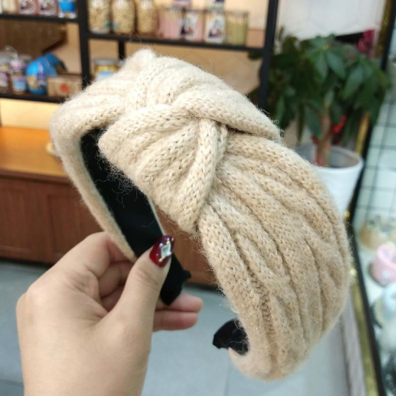 Gestricktes Knoten-Stirnband Koreanisches Stirnband Retro Hochwertig Gedrehtes Woll-Kopfschmuck Einfache Haarnadel mit breiter Krempe