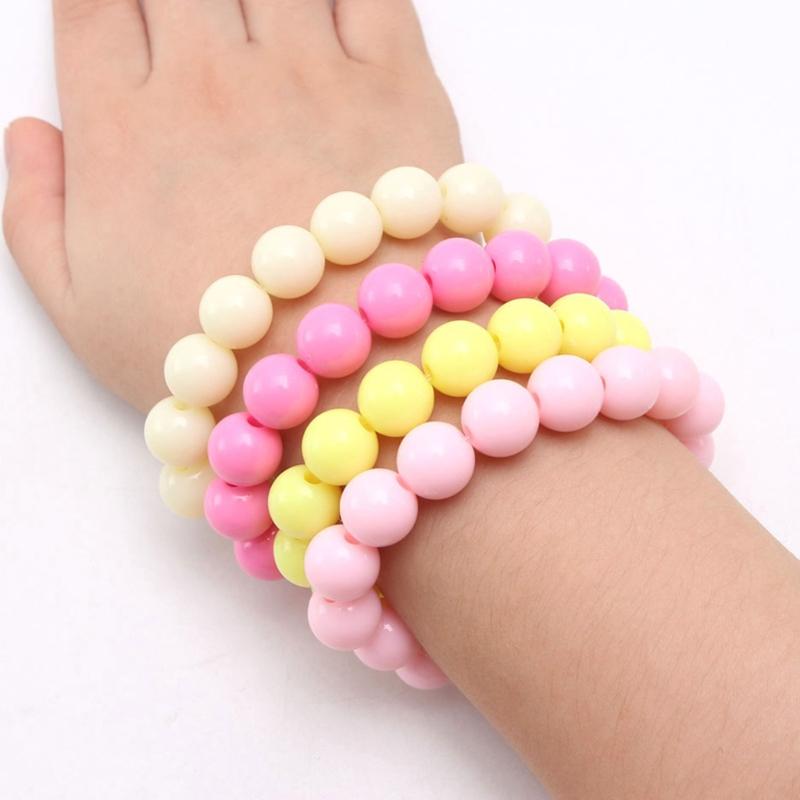 10Pcs/Set Children Girls Charm Bracelet Kids Cute Mini Colorful Pearl Bead Elastic Bracelets Toys Jewelry Wristbands Party Decor