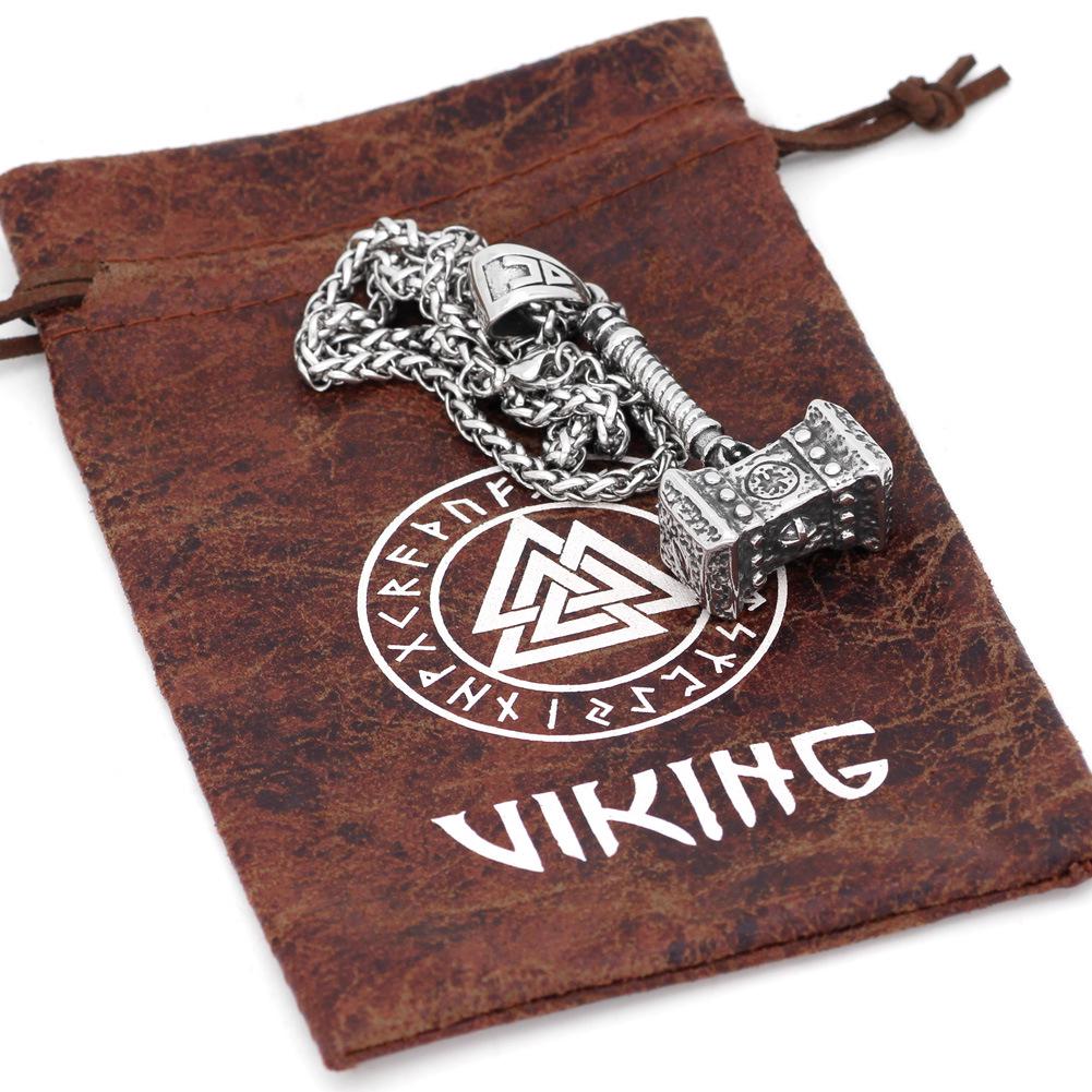 Viking Hammer Stainless Steel Necklace - Men's Domineering Jewelry Accessory