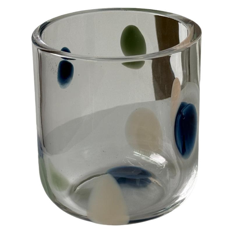 Vintage Polka Dot Glass Mug, Ideal for Iced Coffee, Latte, Dessert, Ice Cream, Yogurt & Sparkling Water