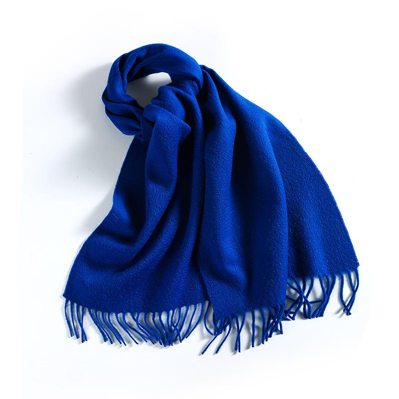 Winter Solid Color Wool Scarf for Women New Versatile Tassel Fashion Warm Neck Scarf Comfortable Real Wool Scarf