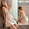 Homewear Sexy Pajamas Women'S Autumn With Chest Pads Lace See-Through Nightgown Set Pure Desire Ice Silk Nightgown 6542