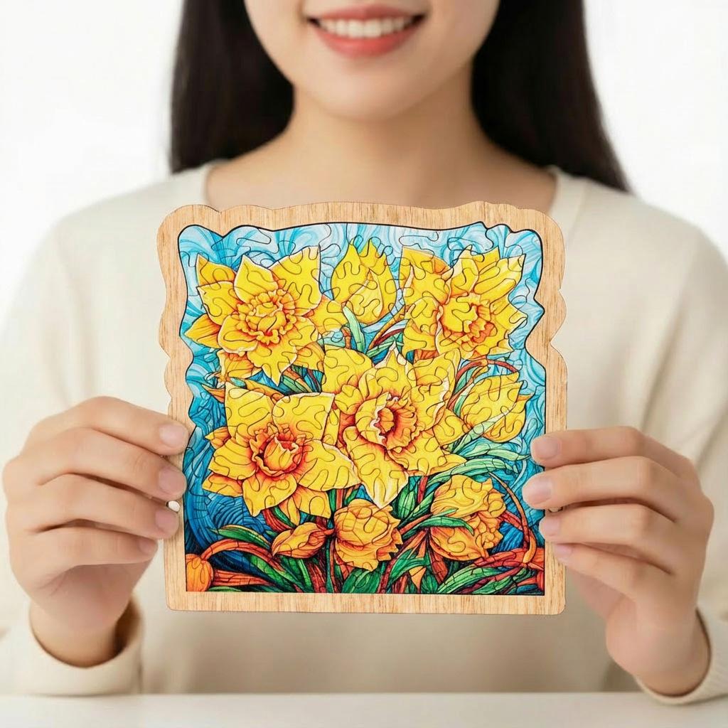 Narcissus Creative High-Difficulty Wooden Jigsaw Puzzle - Educational Gift Toy & Ornament