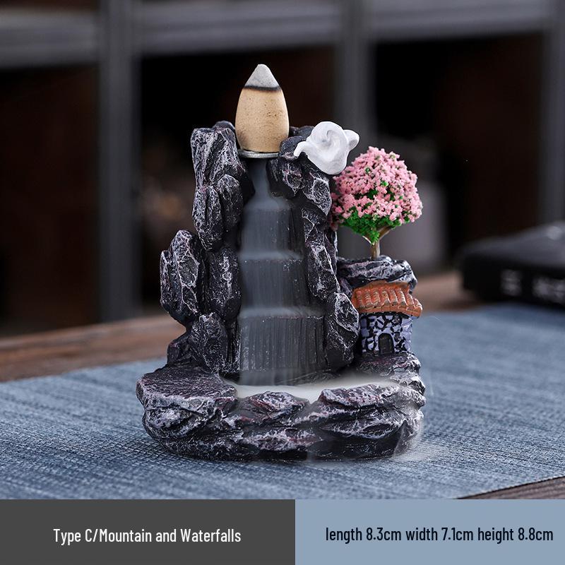 Resin Backflow Incense Burner: Creative Aromatherapy & Ornamental Smoke Design for Home. Perfect for Sandalwood Incense.