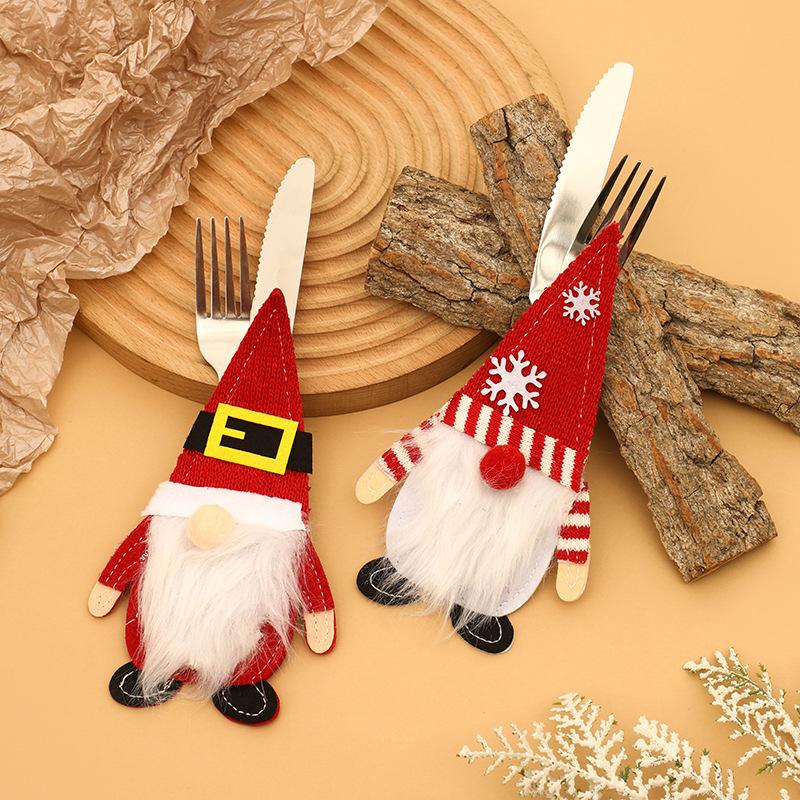 1pcs Gnome Christmas Cutlery Holder Knife Fork Pocket Bags Santa Claus Xmas Tableware Cover Christmas Home Decor New Year Gift
